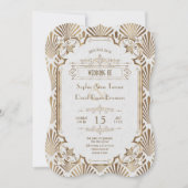  Art Deco White Gatsby 20s Style Wedding Kaart (Voorkant)