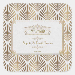 Art Deco White Gatsby Wedding 1920 Vierkante Sticker