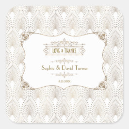 Art Deco White Gatsby Wedding 1920 Vierkante Sticker