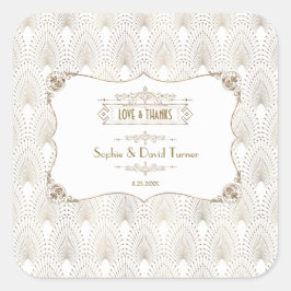 Art Deco White Gatsby Wedding 1920 Vierkante Sticker