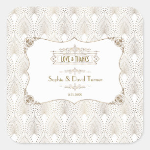 Art Deco White Gatsby Wedding 1920 Vierkante Sticker