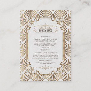 Art Deco White Gold Gatsby 20s Wedding Details Informatiekaartje