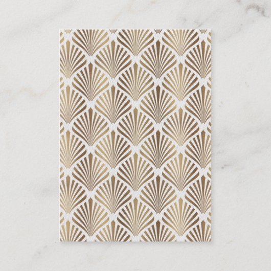 Art Deco White Gold Gatsby 20s Wedding Details Informatiekaartje (Achterkant)