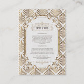 Art Deco White Gold Gatsby 20s Wedding Details Informatiekaartje (Voorkant)
