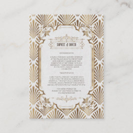 Art Deco White Gold Gatsby 20s Wedding Details Informatiekaartje