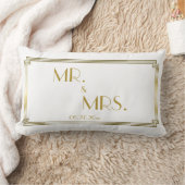 Art Deco White Lumbar Weddenschap Kussens (Deken)