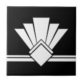 Art Deco White op zwarte grafische geometrische gr Tegeltje (Voorkant)
