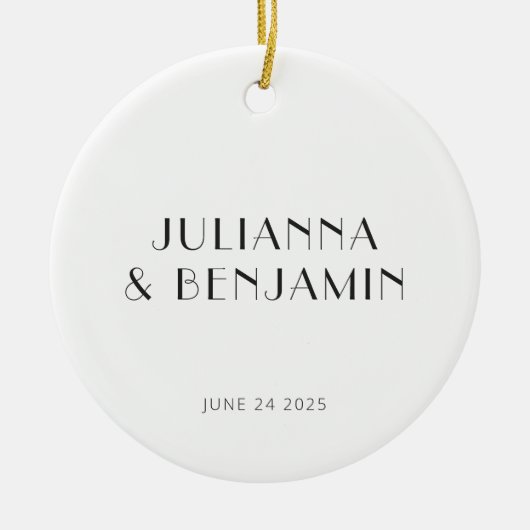  Art Deco White Simple Custom Wedding Keramisch Ornament (Voorkant)