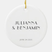  Art Deco White Simple Custom Wedding Keramisch Ornament (Achterkant)