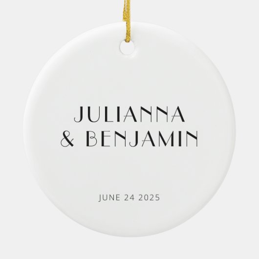  Art Deco White Simple Custom Wedding Keramisch Ornament (Achterkant)