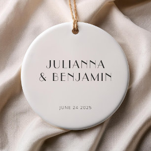  Art Deco White Simple Custom Wedding Keramisch Ornament