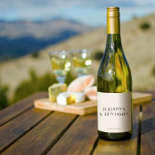  Art Deco White Simple Custom Wedding Wijn Etiket