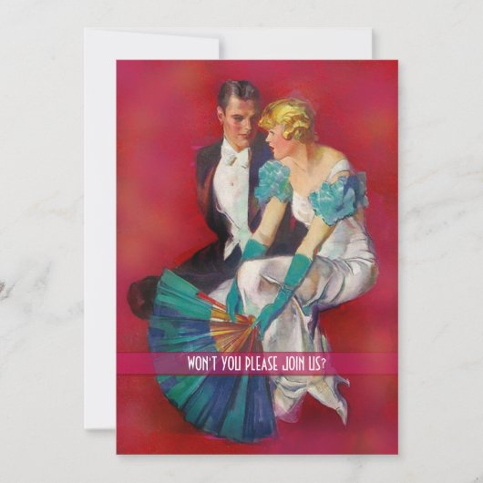 Art Deco White Stropdas en Tails Cocktail Party Kaart (Voorkant)