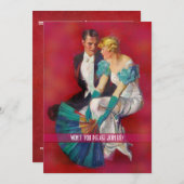 Art Deco White Stropdas en Tails Cocktail Party Kaart (Voorkant / Achterkant)