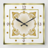 Art Deco White Vierkante Klok (Voorkant)