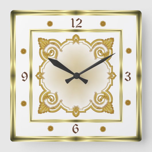 Art Deco White Vierkante Klok (Voorkant)