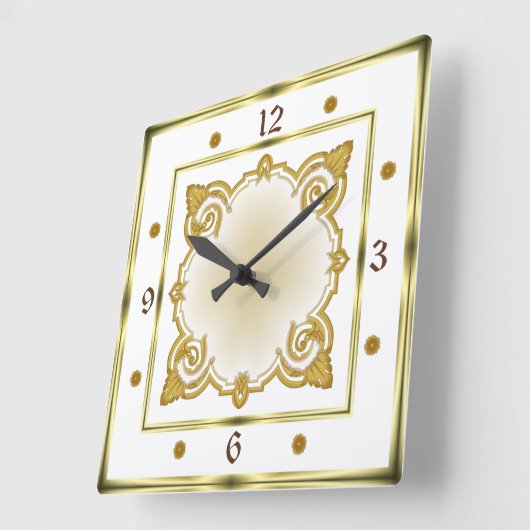 Art Deco White Vierkante Klok (Hoek)