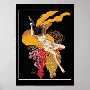 Art Deco Wijn Druiven vintage Print Poster