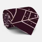 Art Deco Wijn Rood Goud Geometrische Retro Patroon Stropdas (Opgerold)