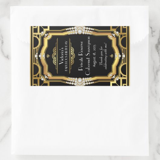 Art Deco Wijnflesetiketten Rechthoekige Sticker (Tas)