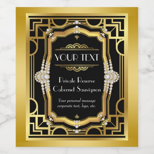 Art Deco-wijnfleslabels Wijn Etiket (Enkel label)