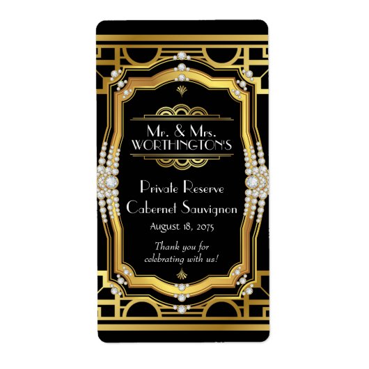 Art Deco Wijnlabel Etiket (Voorkant)