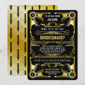 Art Deco Wil je mijn bruidsmeisje goud en zwart zi Kaart (Voorkant / Achterkant)