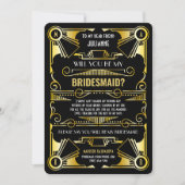 Art Deco Wil je mijn bruidsmeisje goud en zwart zi Kaart (Voorkant)