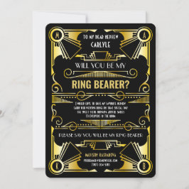 Art Deco Wil je mijn ringdrager zijn Goud & Zwart Kaart