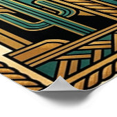 Art Deco Wild Horse Beach Sunset Teal Orange Poster (Hoek)