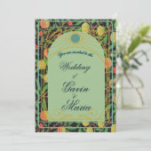 Art Deco William Morris Floral Gold Tone Fruit Kaart (Staand voorkant)