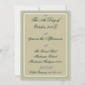 Art Deco William Morris Floral Green Wedding  Kaart (Achterkant)