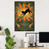 Art Deco Winged Mystical Cat Wall Art Poster (Thuiskantoor)