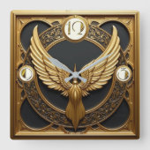 Art Deco Wings Vierkante Klok (Voorkant)