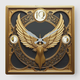 Art Deco Wings Vierkante Klok