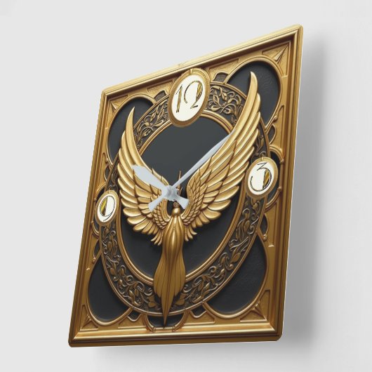 Art Deco Wings Vierkante Klok (Hoek)