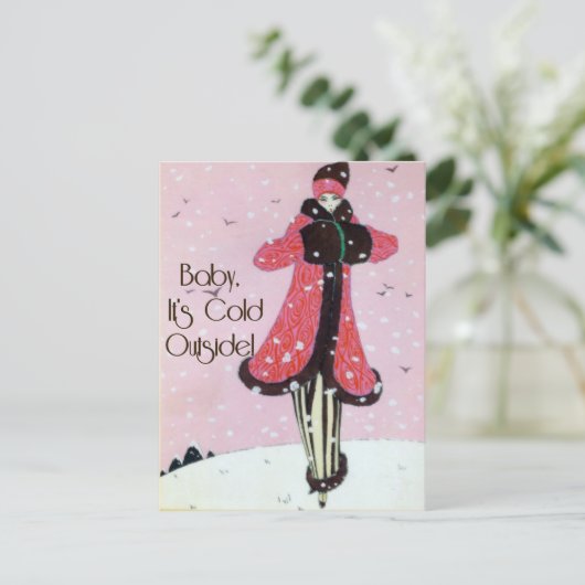 Art Deco Winter Mode Scene 1913 Briefkaart (Staand voorkant)