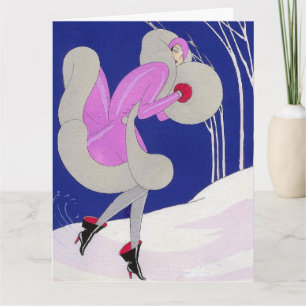 Art Deco Wintermode in vintage stijl Kaart