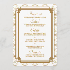 Art Deco Wit Bruiloft Menu Kaarten