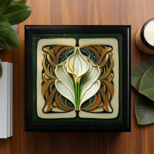 Art Deco Wit en Geel Calla Lily Art Nouveau Cadeaudoosje