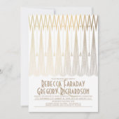 Art Deco Wit en Goud Elegante Geometrische Huwelij Kaart (Voorkant)
