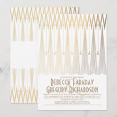 Art Deco Wit en Goud Elegante Geometrische Huwelij Kaart (Voorkant / Achterkant)