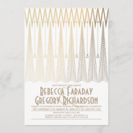 Art Deco Wit en Goud Elegante Geometrische Huwelij Kaart