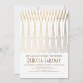 Art Deco Wit en Goud Gatsby Verjaardagsfeest Kaart (Voorkant)