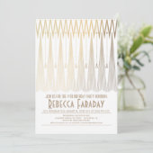 Art Deco Wit en Goud Gatsby Verjaardagsfeest Kaart (Staand voorkant)