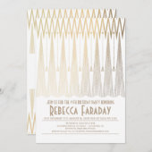 Art Deco Wit en Goud Gatsby Verjaardagsfeest Kaart (Voorkant / Achterkant)