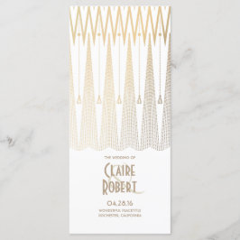 Art Deco  Wit en Goud Trouwprogramma's Programmakaart