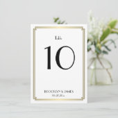 Art Deco Wit en Goud Trouwtafel Nummer Kaart (Staand voorkant)