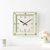 Art Deco Wit en Mint Vierkante Klok (Huis)