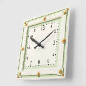 Art Deco Wit en Mint Vierkante Klok (Hoek)